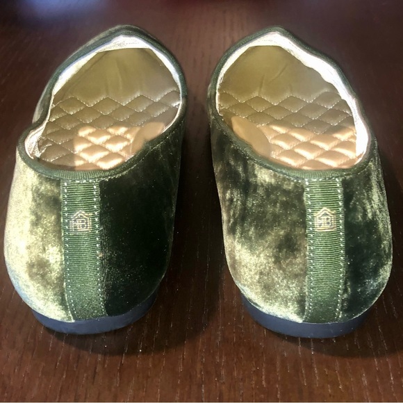 RARE & RETIRED Birdies HERON Olive Luxe Velvet Smoking Flats/Loafers/Slippers - Picture 11 of 16